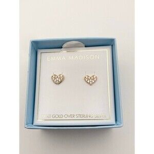 Emma Madison 18k gold over sterling silver heart stud Earrings